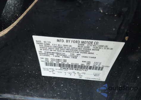 2019 Ford Flex Se из США, поврежденный, VIN 2FMGK5B81KBA27147